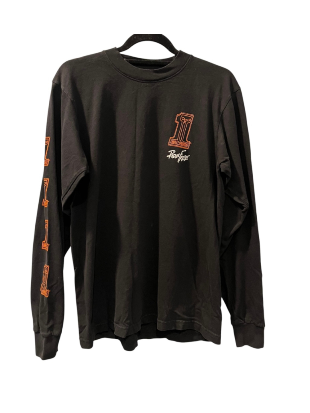 Harley Davidson Willie G Sketchy #1 Skull Long Sleeve Shirt Black Men's Size M